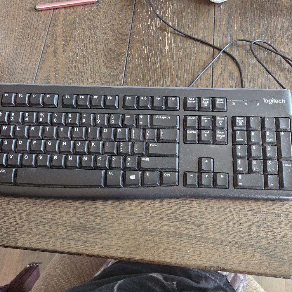 Logitech Keyboard w/USB Port Connectivity K120 Back Angling Feet